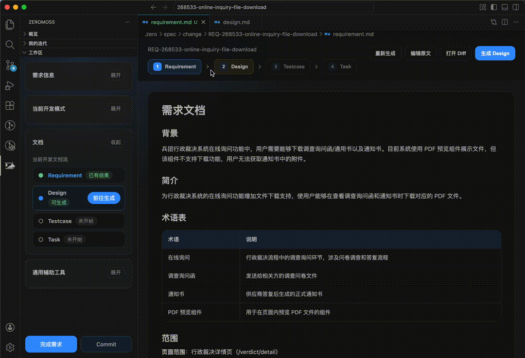 ZeroMoss 工作区文档流